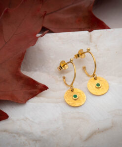 Alternative view of Κρεμαστά σκουλαρίκια με σφυρήλατους δίσκους